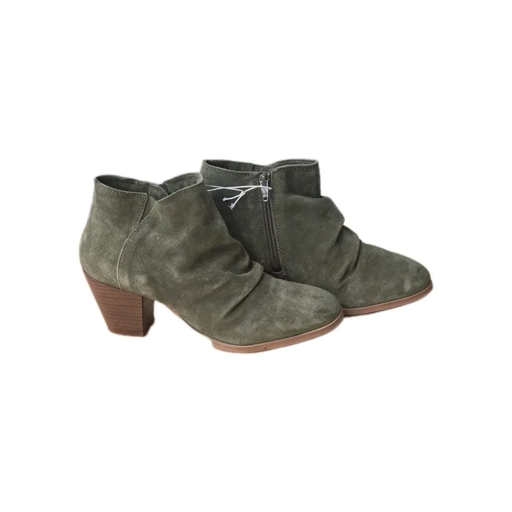 Diba Shoes Womens Size‎ 8.5 Green Suede Side Zip Ankle Boots Booties